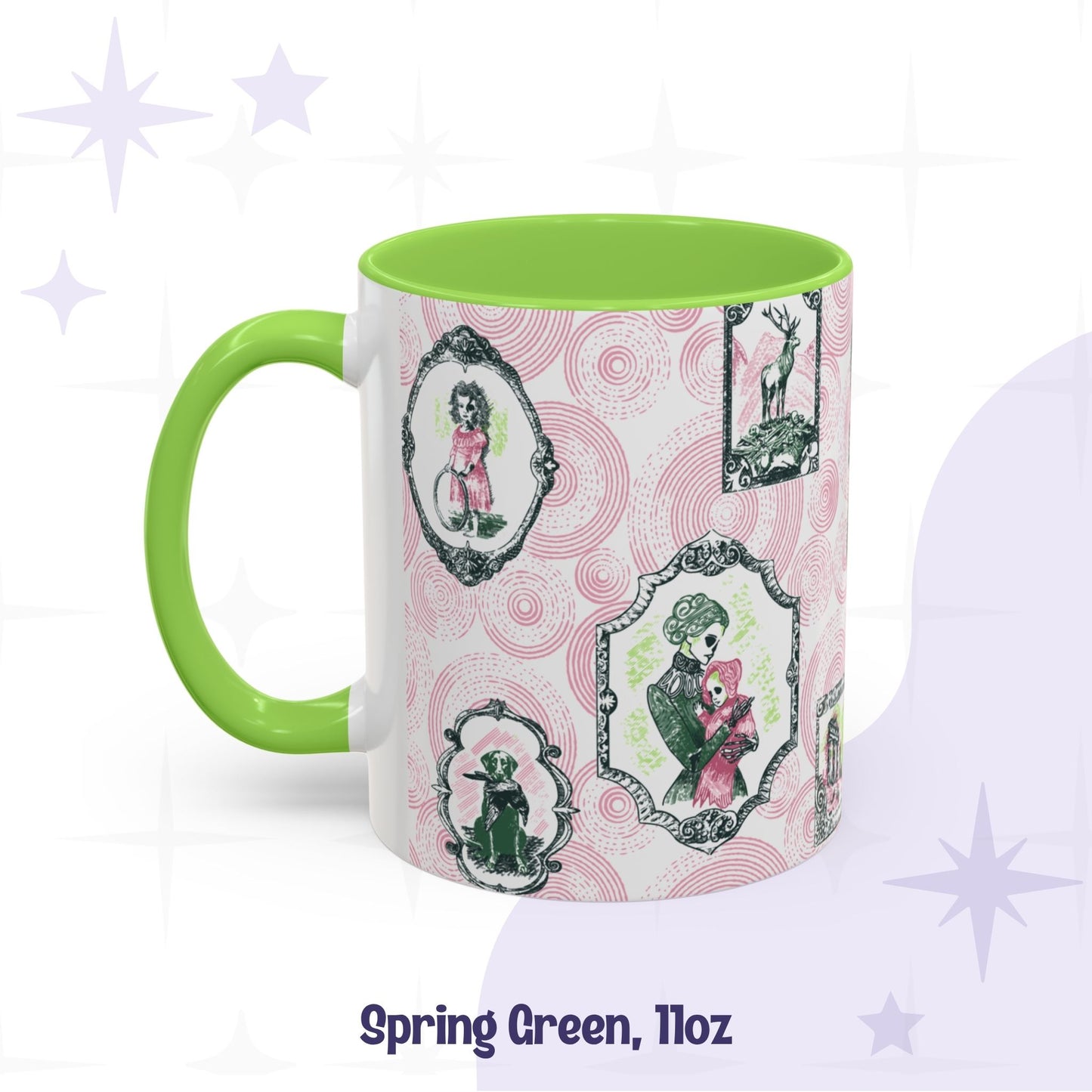 Domestic Zombie Portrait Gallery Mug, Pink and Green