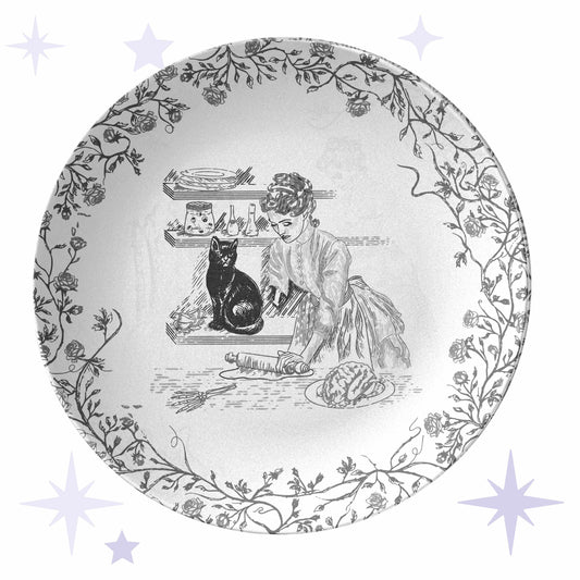 Domestic Zombie Baking Brain Pie Plate, Black and White
