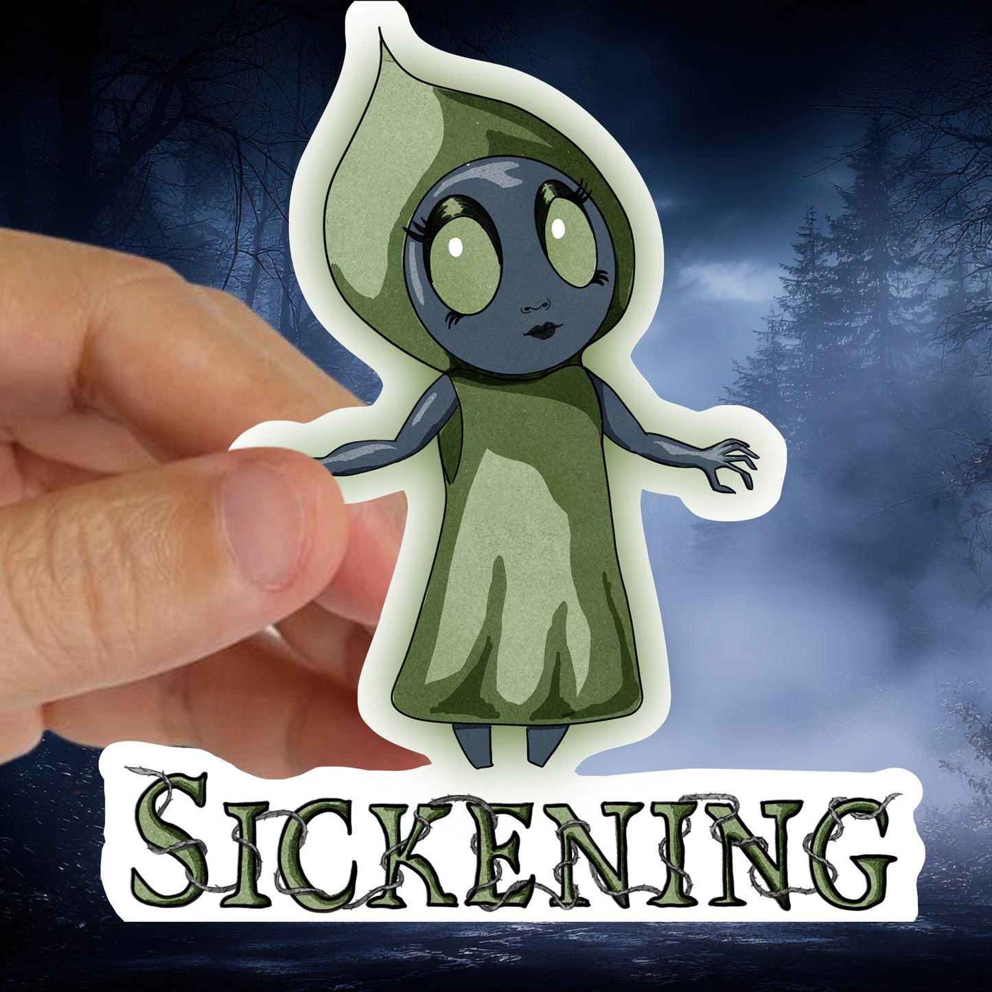 Sickening Little Flatwoods Monster Kiss-Cut Vinyl Sticker