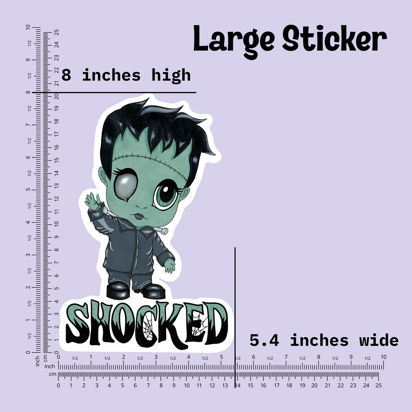 Shocked Little Frankenstein Kiss-Cut Vinyl Sticker