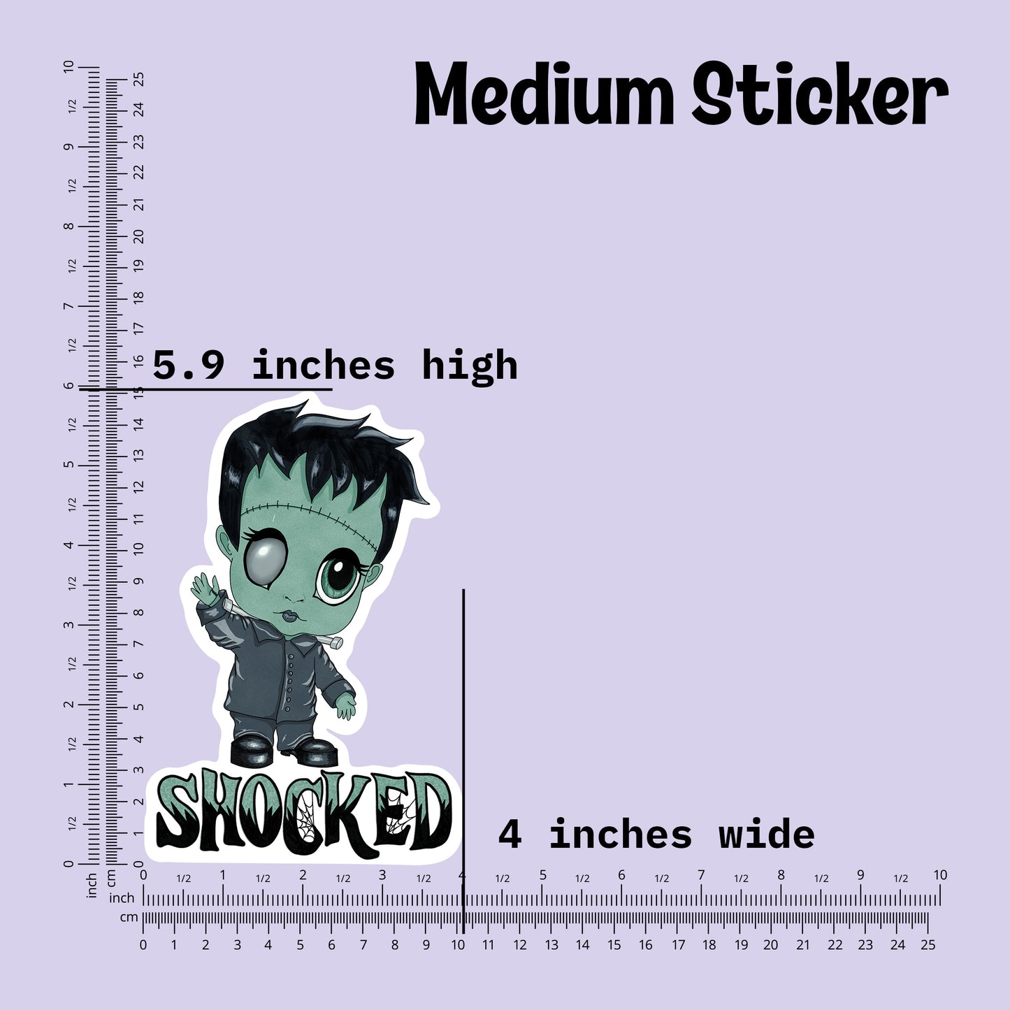 Shocked Little Frankenstein Kiss-Cut Vinyl Sticker