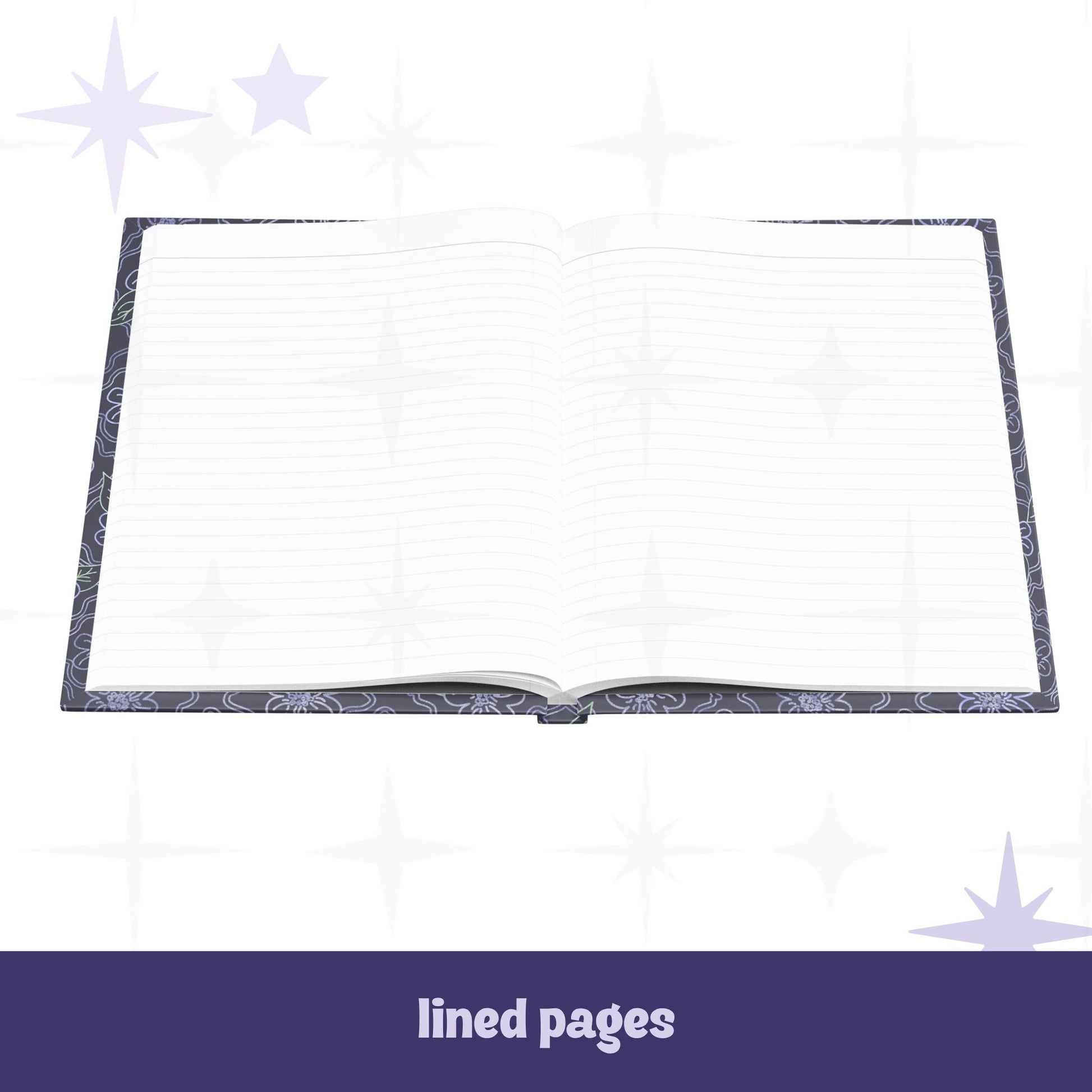 Unhinged Thoughts hardcover journal open to white lined interior pages showing perforated tear-out paper