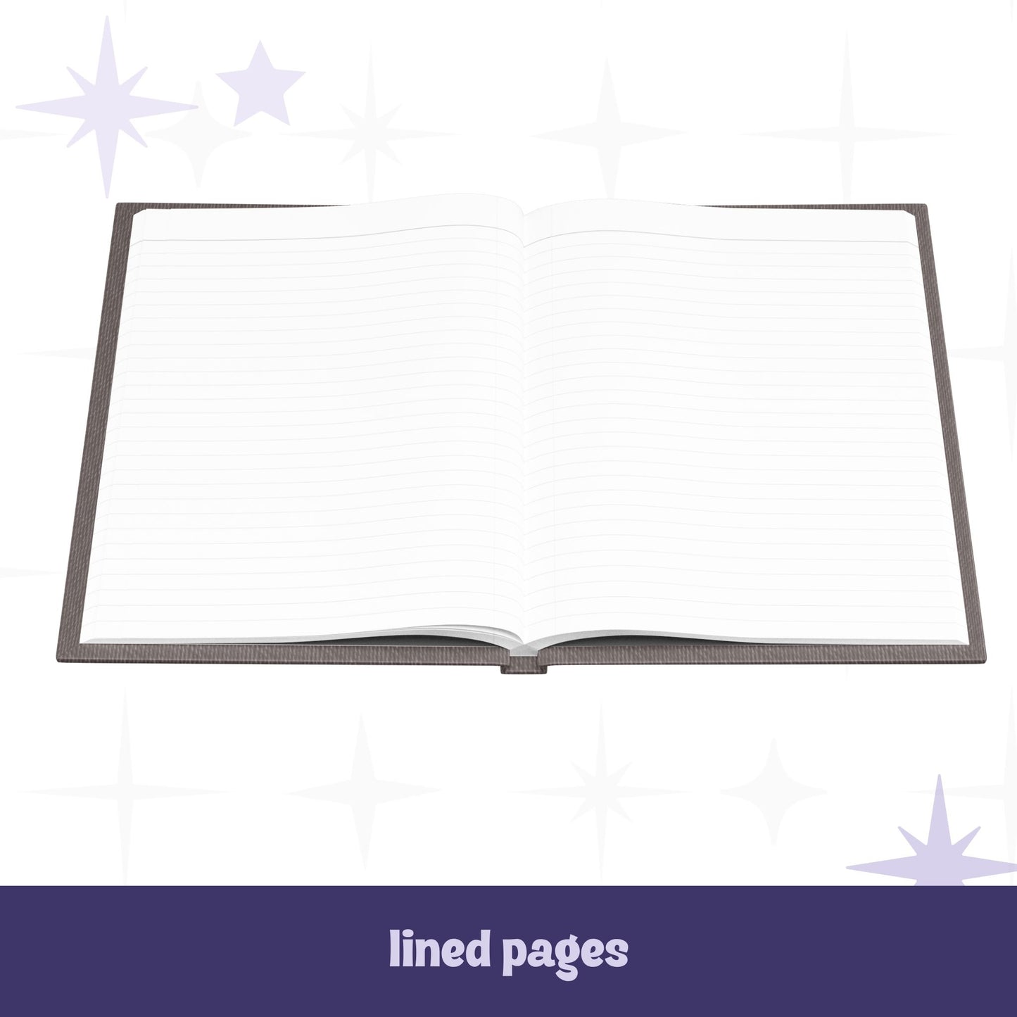 KPI profanity hardcover journal open to lined interior pages showing white perforated lined paper