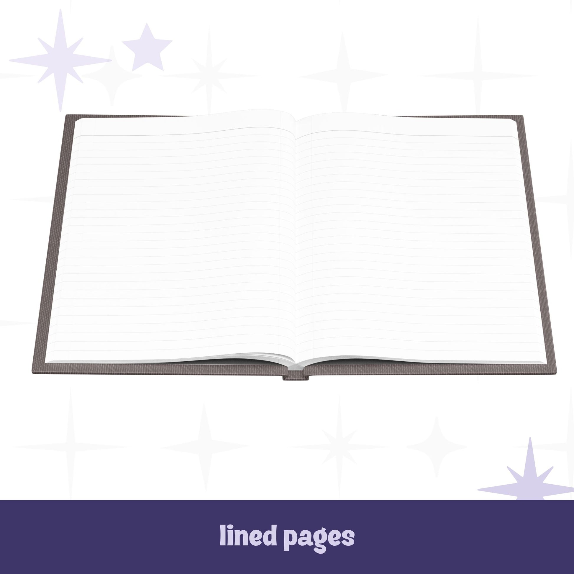 KPI profanity hardcover journal open to lined interior pages showing white perforated lined paper