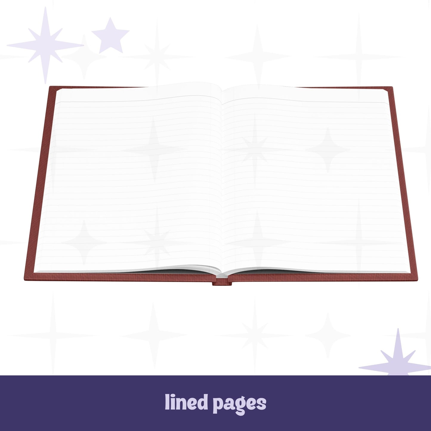 Snarky western hardcover journal open to lined interior pages showing perforated white lined paper
