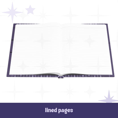 Funny Teams meeting journal open to lined interior pages showing perforated white lined paper