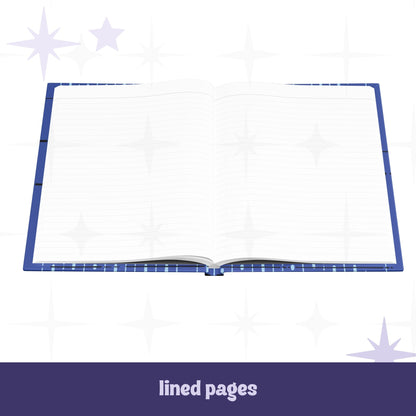 Funny Zoom meeting journal open to lined interior pages showing perforated white lined paper