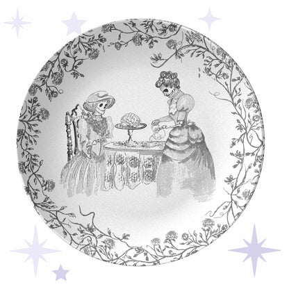 Domestic Zombie Tea Party Plate, Black and White