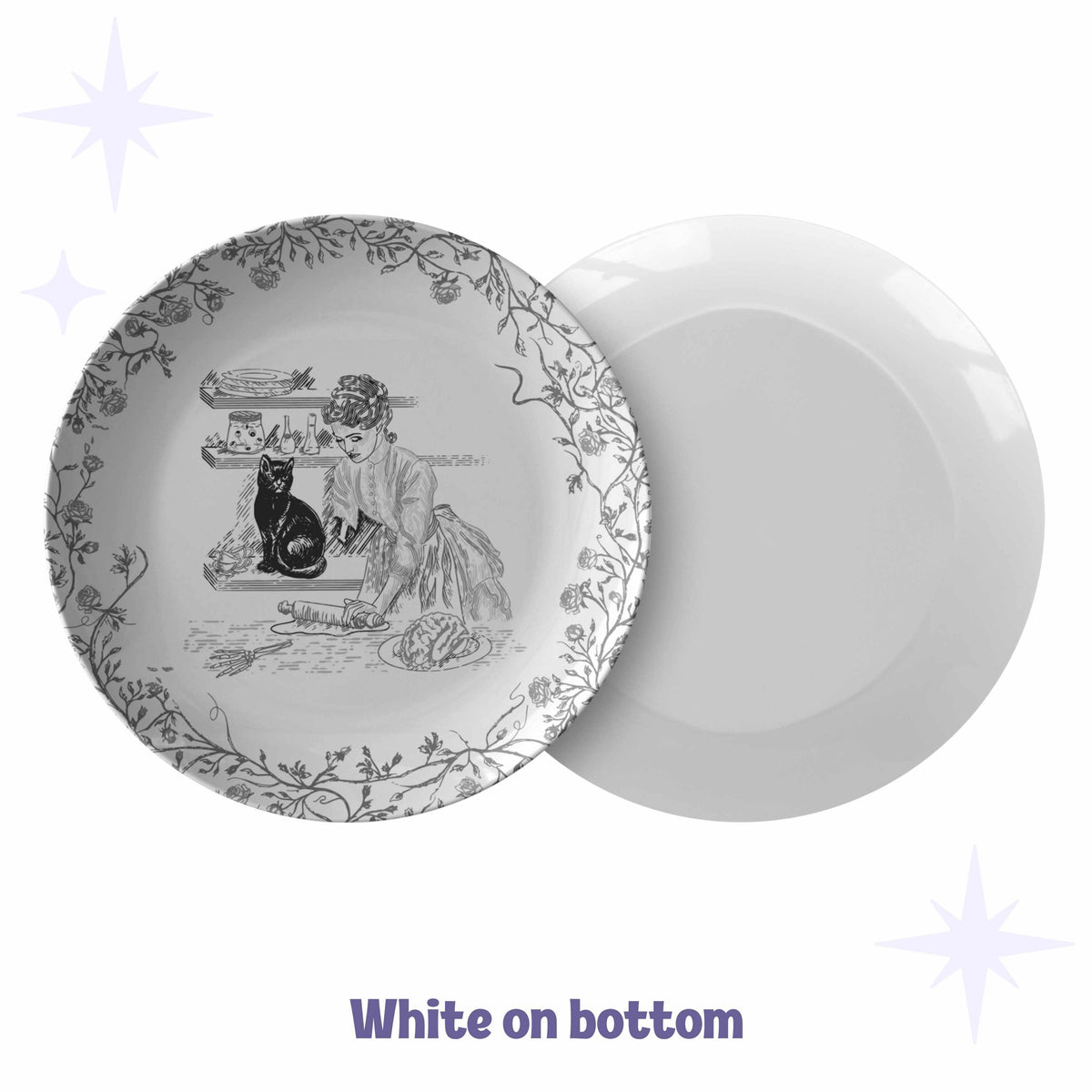 Domestic Zombie Dinnerware Set, Black and White