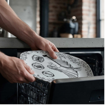 Domestic Zombie Toile Platter, Black and White