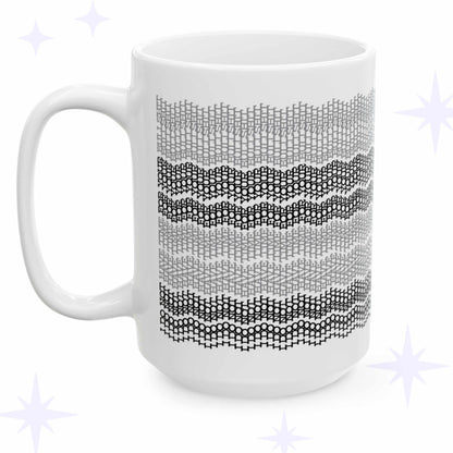 Hidden message embroidery pattern ceramic mug in gray stripes "I do not have time for your bullshit" 