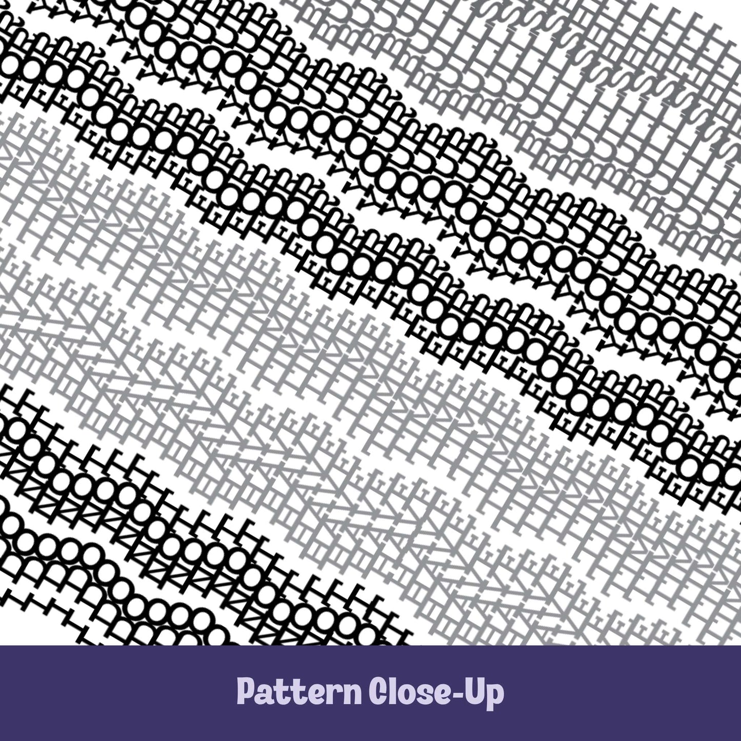 Close-up of gray and charcoal embroidery stitch pattern on hidden message mug showing alternating light and dark bands