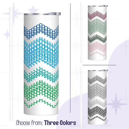 All three colorways of the I Love My Asshole Kid hidden message skinny tumbler — Ocean Stripes, Preppy Stripes, and Gray Stripes side by side with straws included