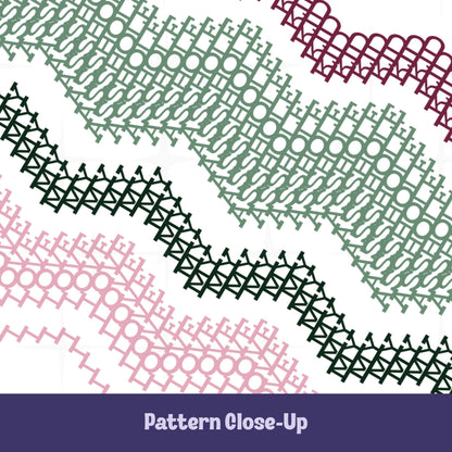 Close-up of the Preppy Stripes pattern on the I Love My Asshole Kid tumbler — sage green and burgundy embroidery-style letterforms visible in the chevron bands