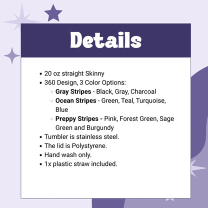 Product specs graphic for the I Love My Asshole Kids hidden message skinny tumbler — lists size, colorways, materials, and care instructions
