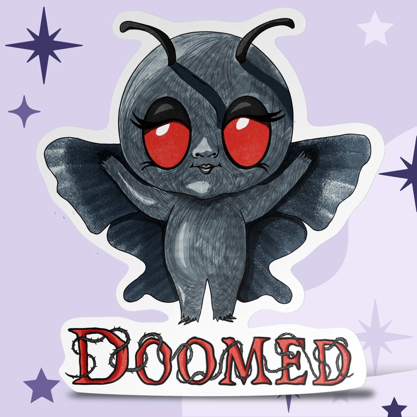 Doomed Little Mothman Kiss-Cut Vinyl Sticker