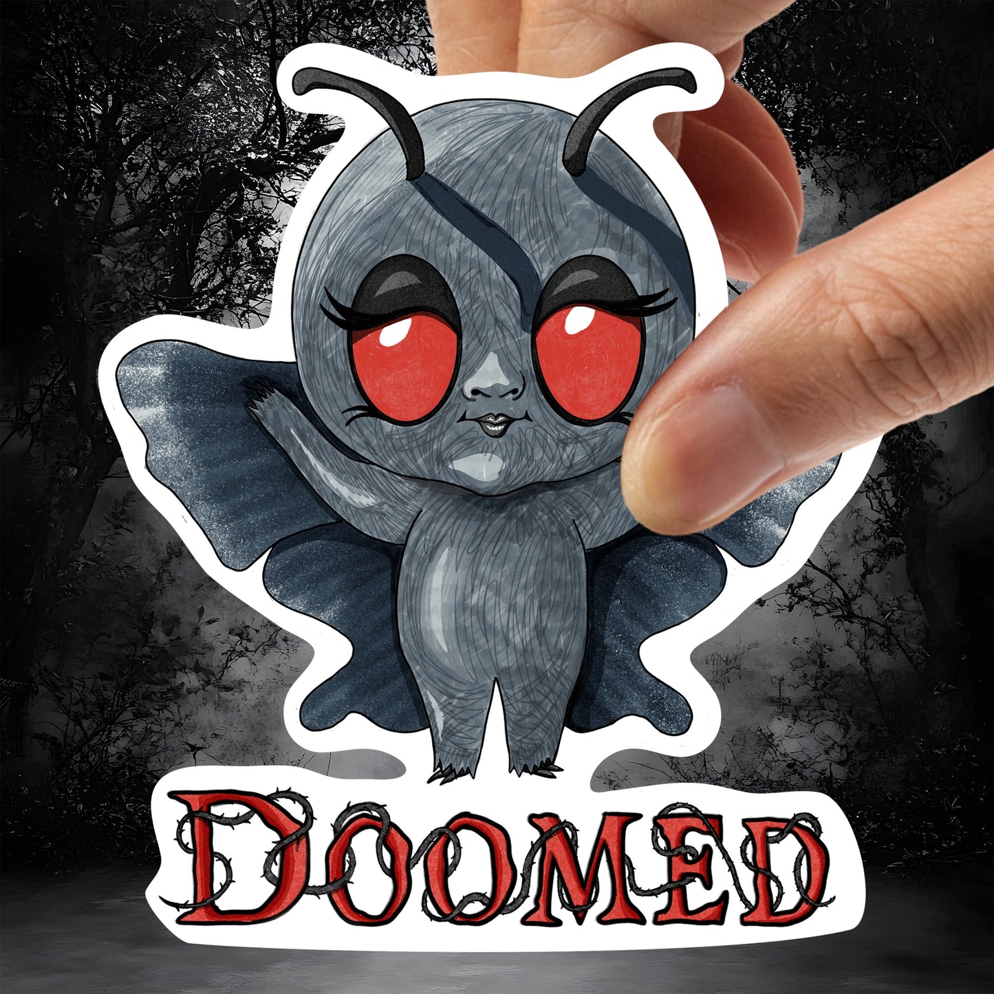 Doomed Little Mothman Kiss-Cut Vinyl Sticker