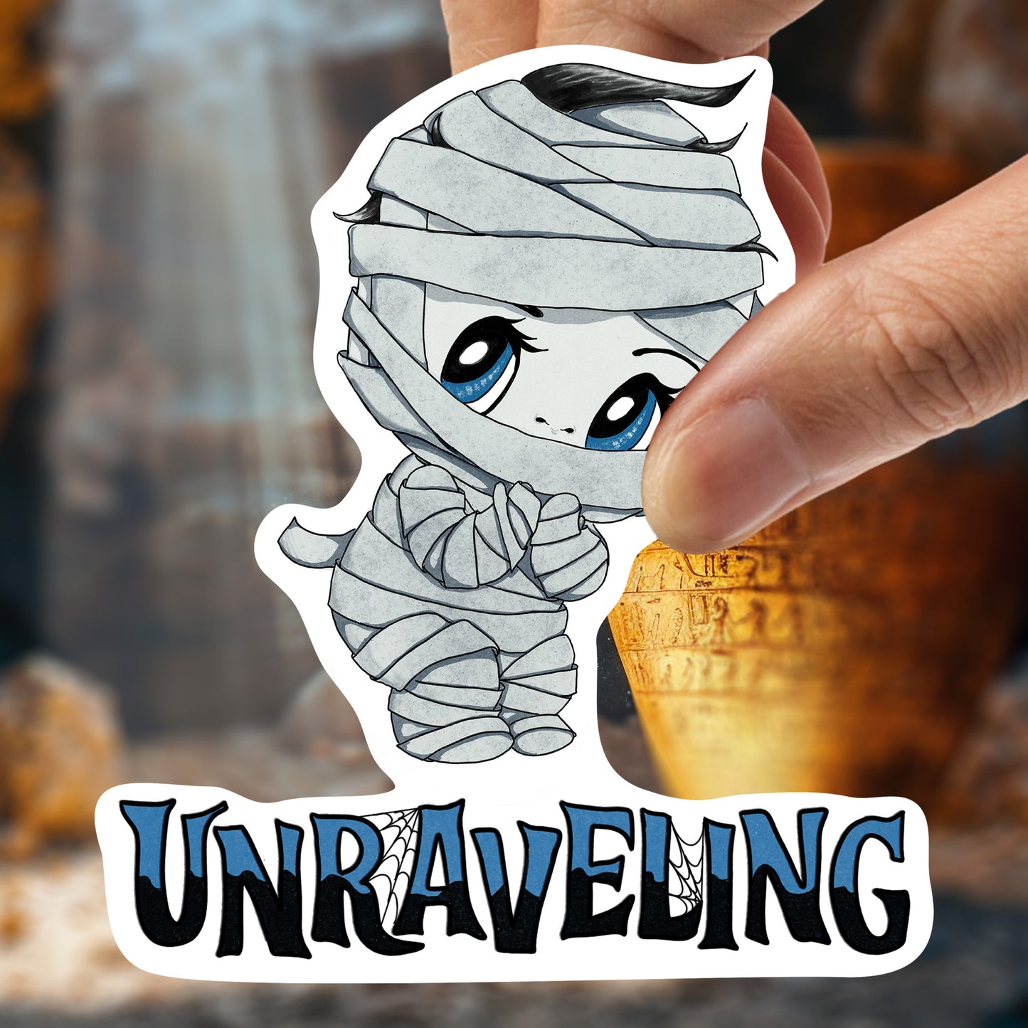 Unraveling Little Mummy Kiss-Cut Vinyl Sticker