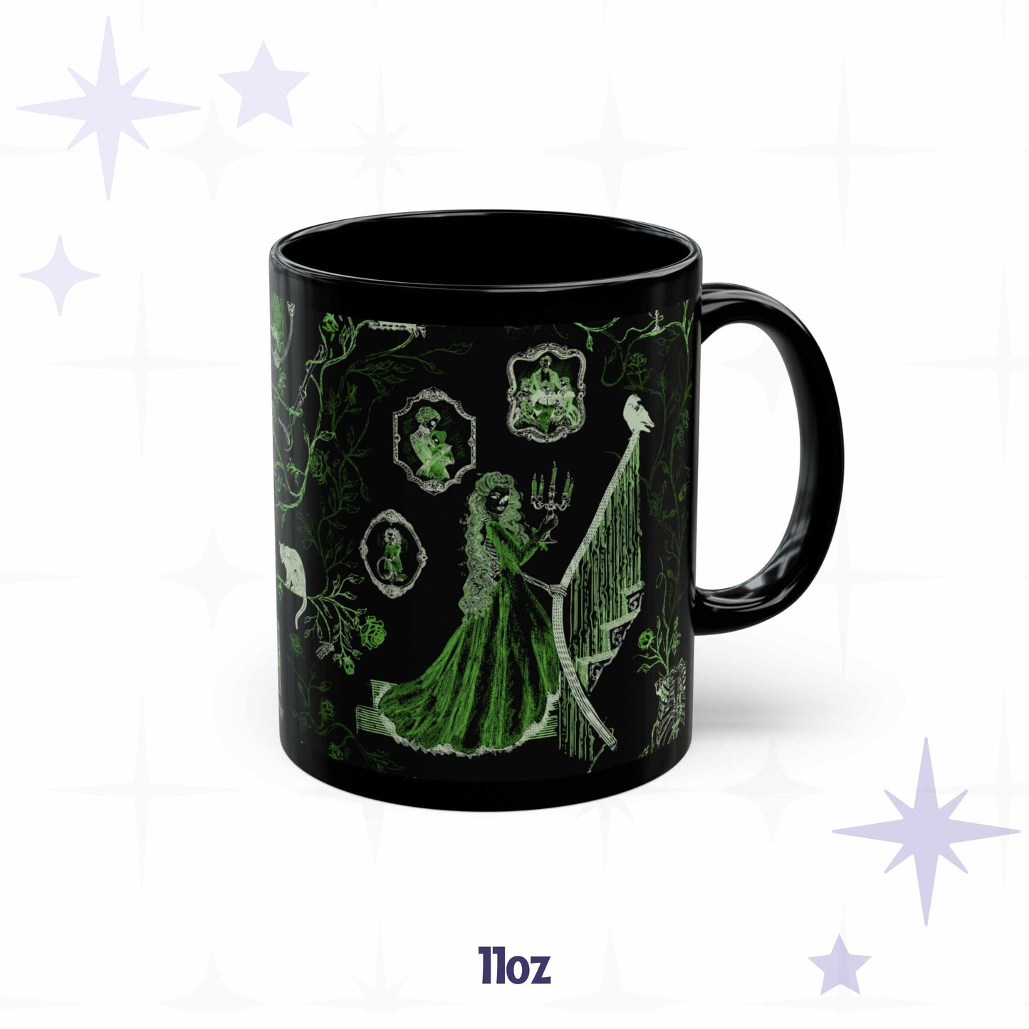 Domestic Zombie Toile Mug, Neon Green