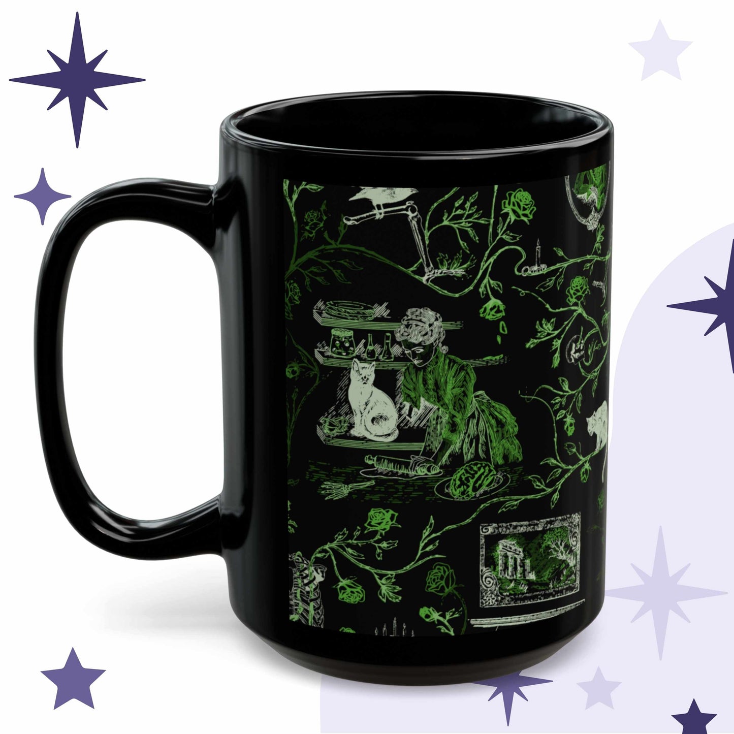 Domestic Zombie Toile Mug, Neon Green