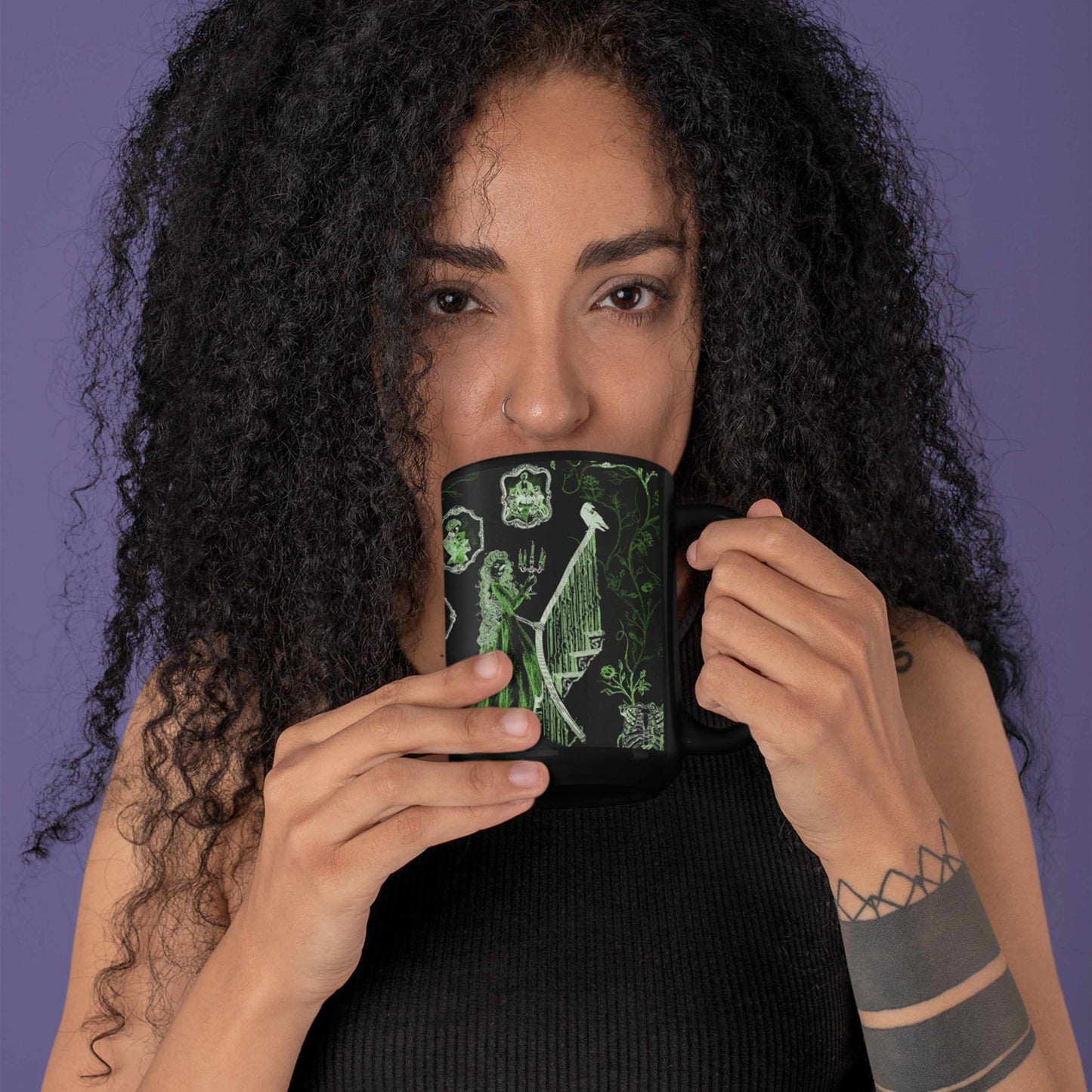 Domestic Zombie Toile Mug, Neon Green