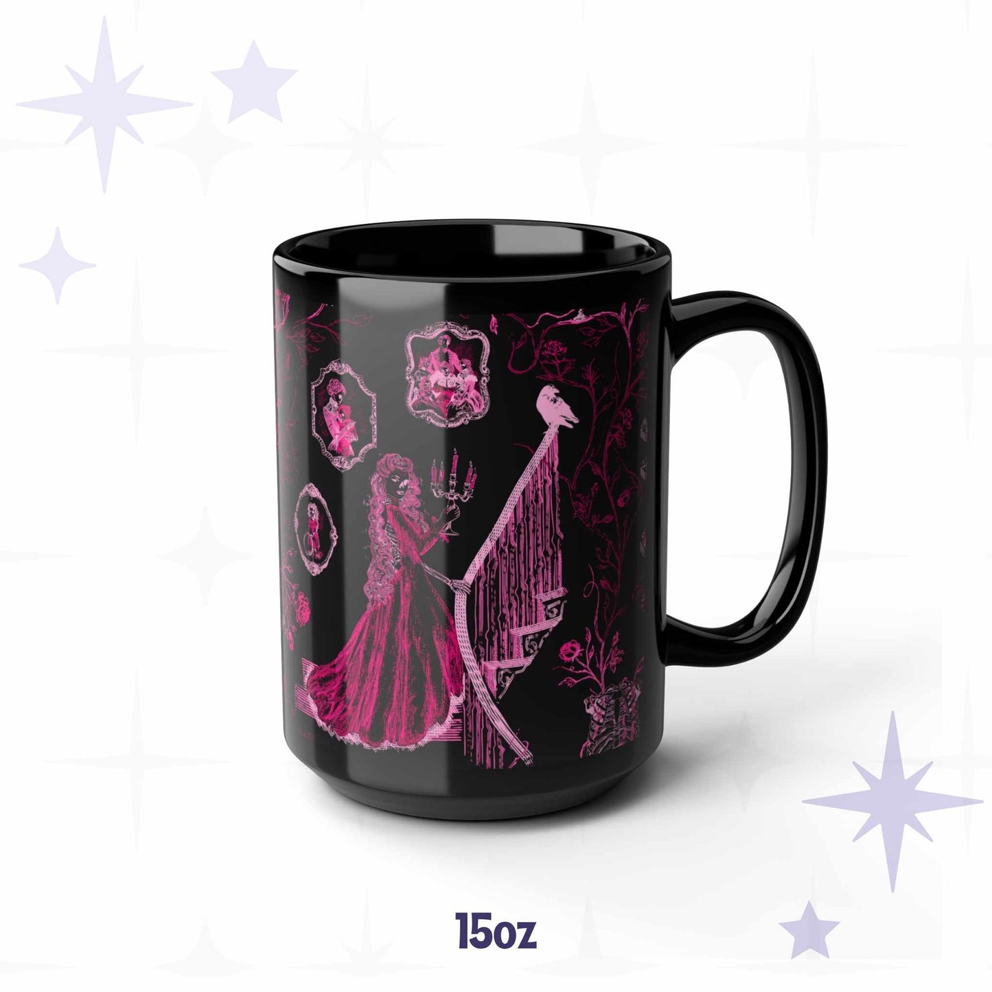 Domestic Zombie Toile Mug, Neon Pink