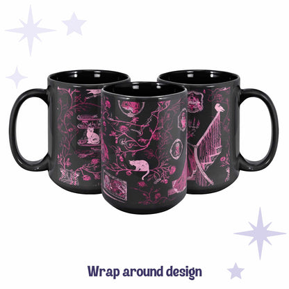Domestic Zombie Toile Mug, Neon Pink