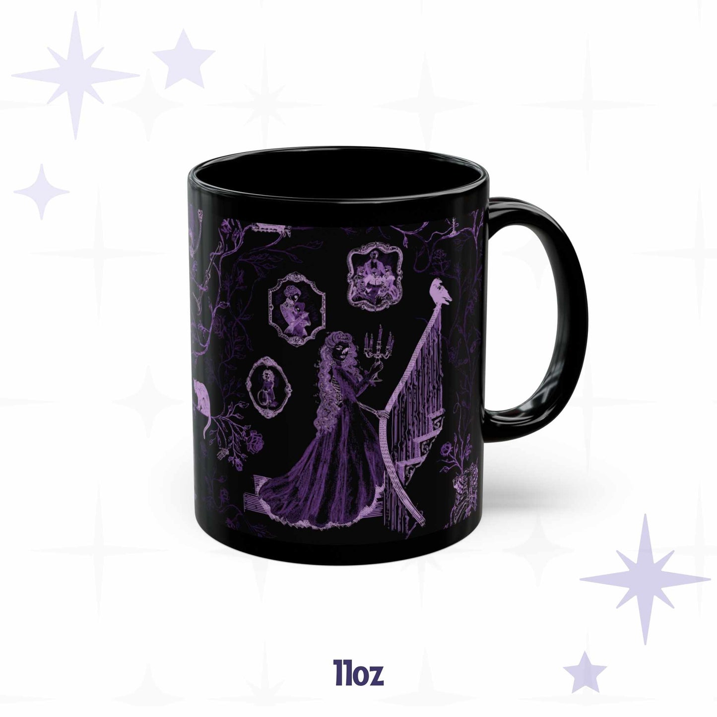 Domestic Zombie Toile Mug, Neon Purple