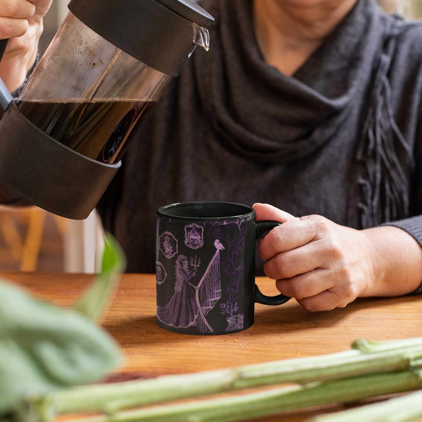 Domestic Zombie Toile Mug, Neon Purple