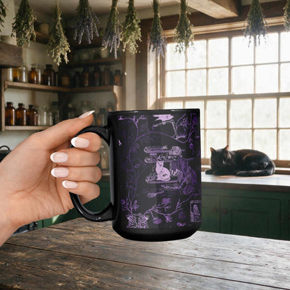 Domestic Zombie Toile Mug, Neon Purple