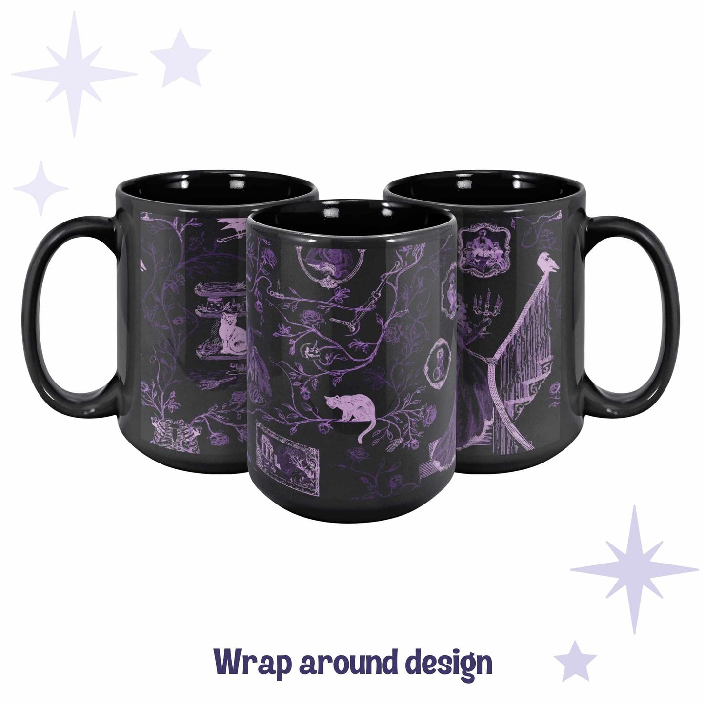 Domestic Zombie Toile Mug, Neon Purple