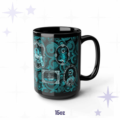 Domestic Zombie Portrait Gallery Mug, Neon Cyan