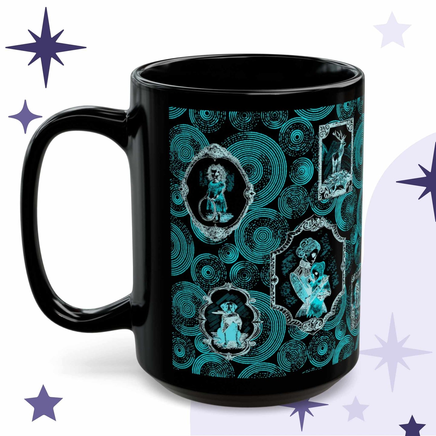 Domestic Zombie Portrait Gallery Mug, Neon Cyan