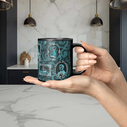 Domestic Zombie Portrait Gallery Mug, Neon Cyan