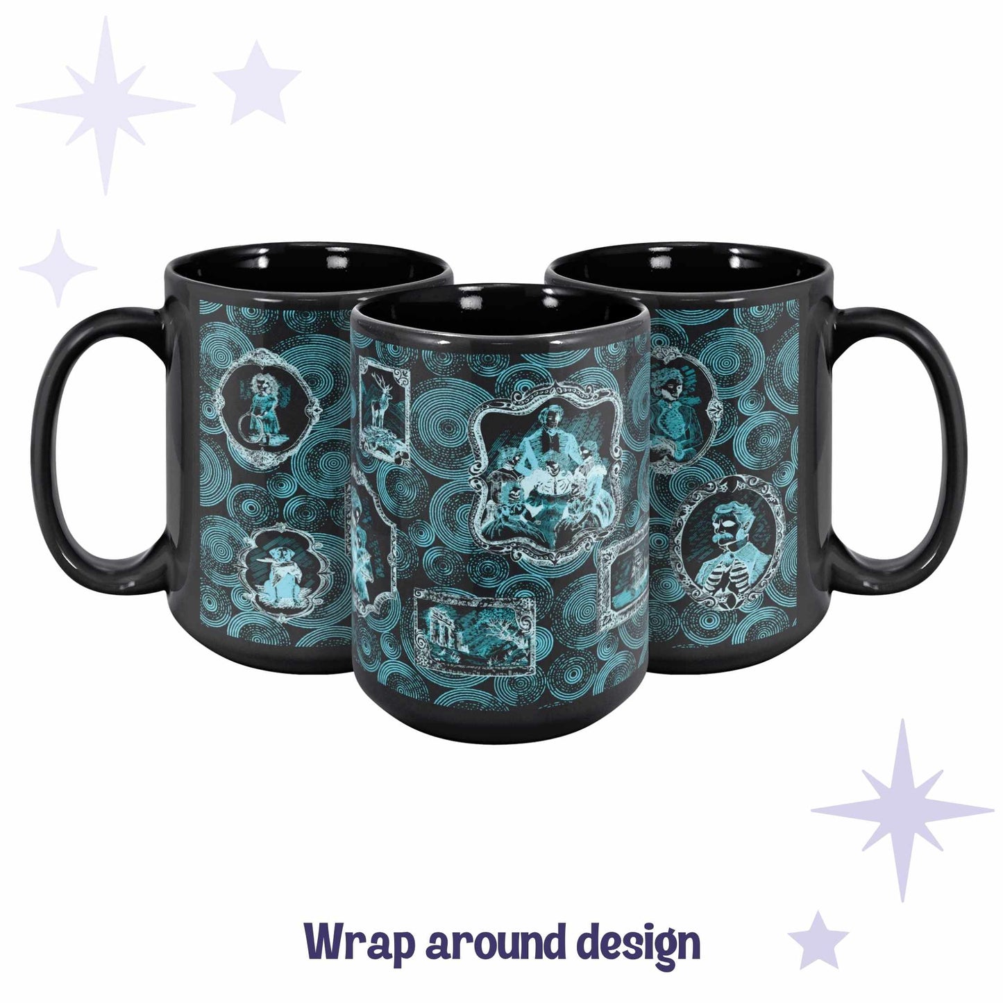 Domestic Zombie Portrait Gallery Mug, Neon Cyan