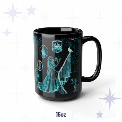 Domestic Zombie Toile Mug, Neon Cyan