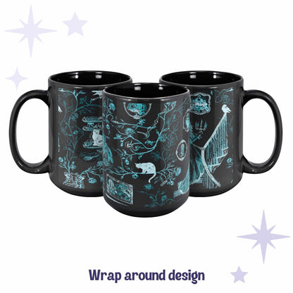 Domestic Zombie Toile Mug, Neon Cyan