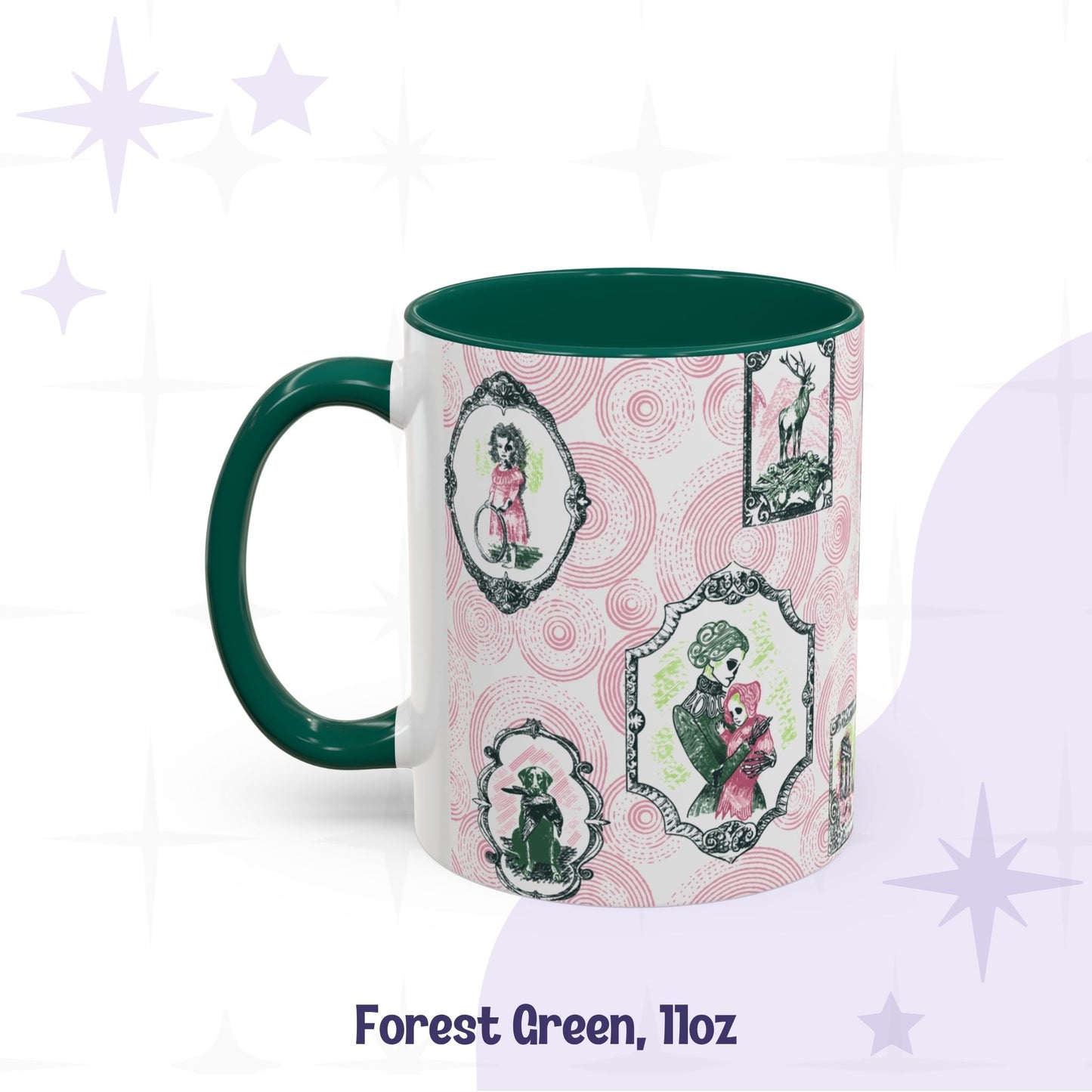 Domestic Zombie Portrait Gallery Mug, Pink and Green
