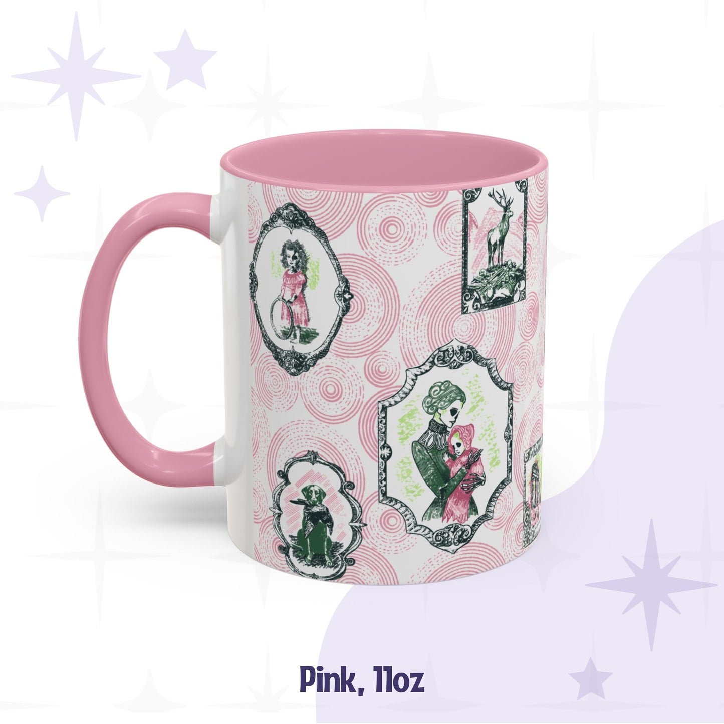 Domestic Zombie Portrait Gallery Mug, Pink and Green
