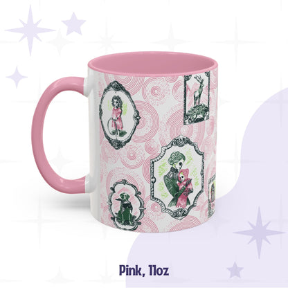 Domestic Zombie Portrait Gallery Mug, Pink and Green