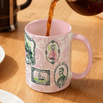 Domestic Zombie Portrait Gallery Mug, Pink and Green