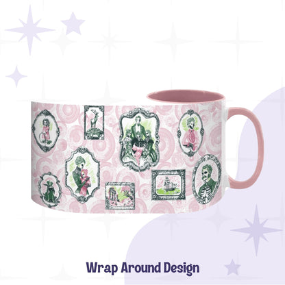Domestic Zombie Portrait Gallery Mug, Pink and Green