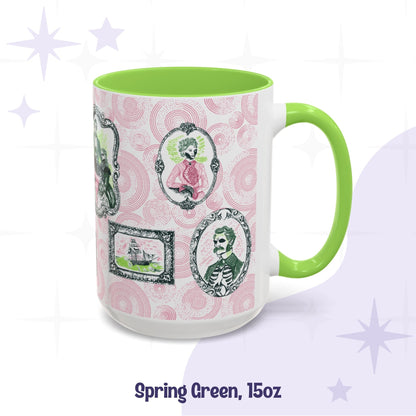 Domestic Zombie Portrait Gallery Mug, Pink and Green