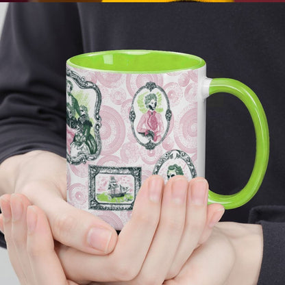 Domestic Zombie Portrait Gallery Mug, Pink and Green