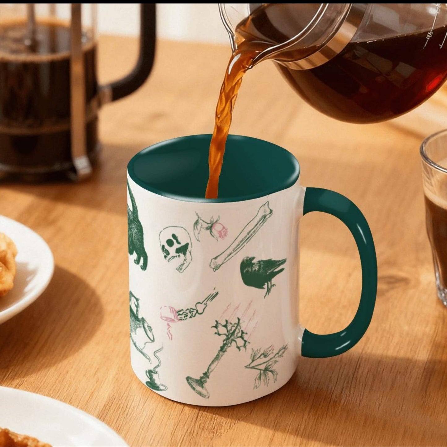 Domestic Zombie Icons Mug, Pink and Green