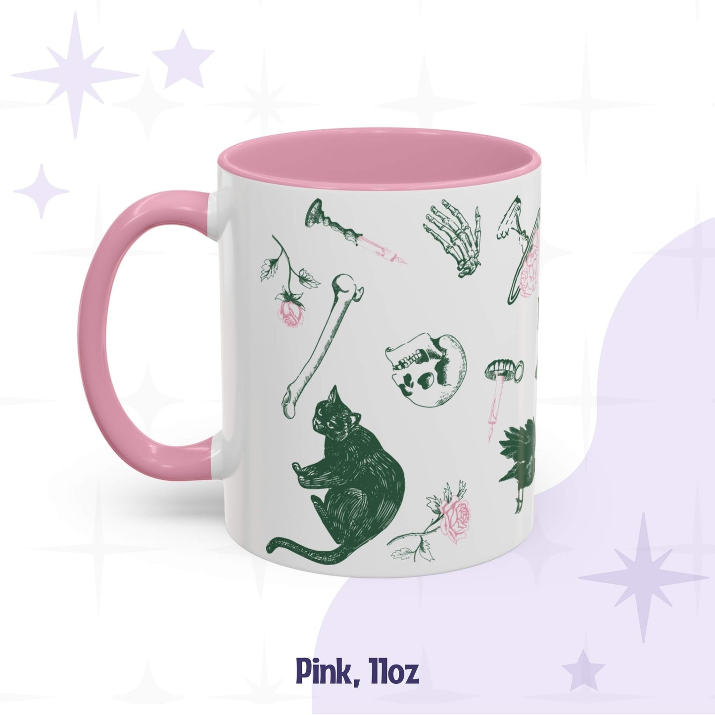 Domestic Zombie Icons Mug, Pink and Green