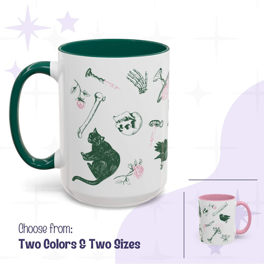 Domestic Zombie Icons Mug, Pink and Green