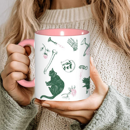 Domestic Zombie Icons Mug, Pink and Green