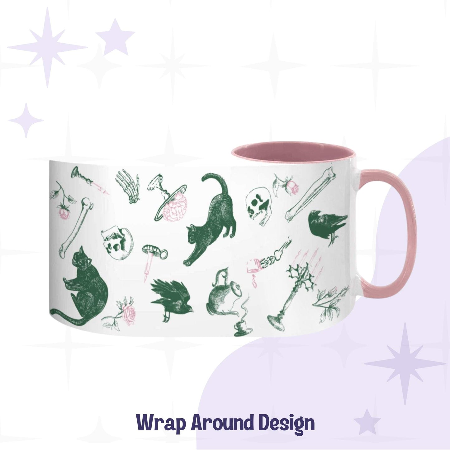 Domestic Zombie Icons Mug, Pink and Green