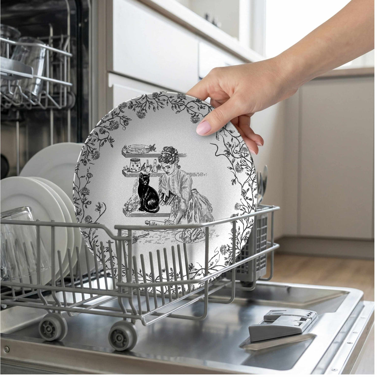 Domestic Zombie Dinnerware Set, Black and White